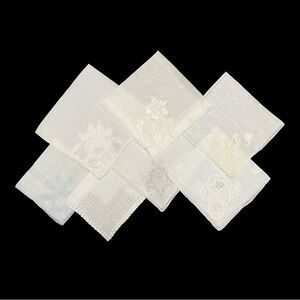 7 Vintage White Handkerchiefs